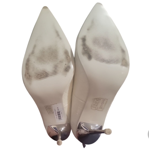 Azalea Wang cliff white faux croc silver studded stiletto heels pumps 7 - Picture 5 of 6